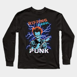 Skull Punk Riffing Rebel Long Sleeve T-Shirt